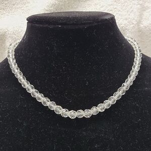 Classic Faceted Crystal Quartz Bead Necklace with Sterling Silver Clasp